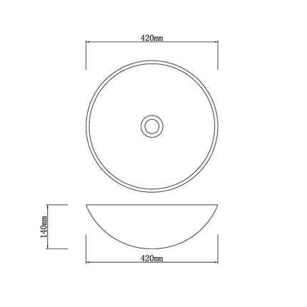Round Nature Stone Basin Top Mounted 420x420x140 ,