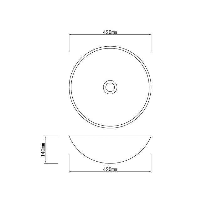 Wooden Grey Marble Stone Round Basin 420x420x140 ,