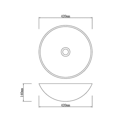 Round Gloss Black Marble Stone Basin Nero Marquina 420x420x140 ,