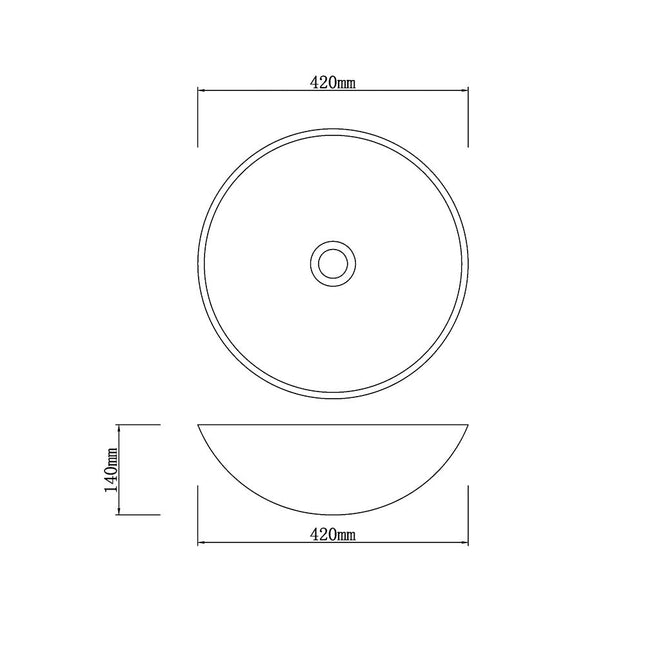 Round Gloss Black Marble Stone Basin Nero Marquina 420x420x140 ,