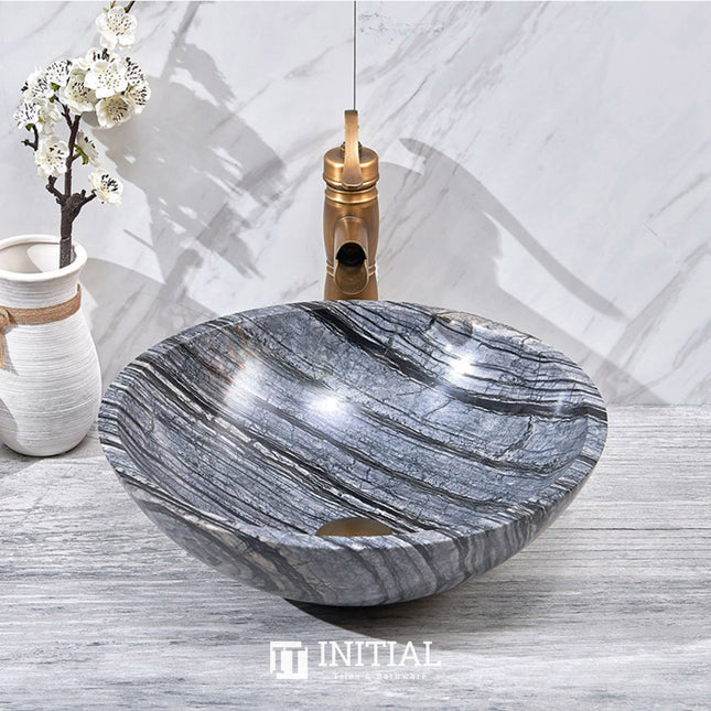 Above Counter Marble Finish Round Stone Basin 420x420x140 ,