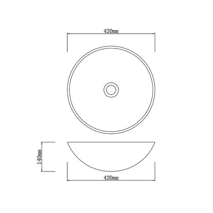 Round Nature Stone Basin Black Marble Finish 420x420x140 ,