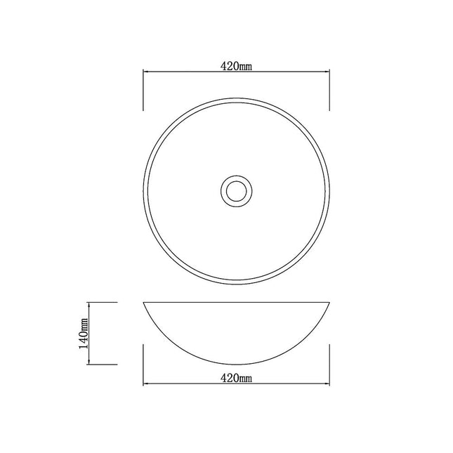 Round Nature Stone Basin Black Marble Finish 420x420x140 ,