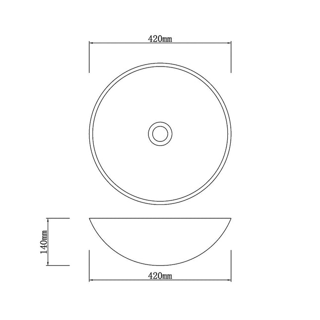 Round Above Counter Basin White Marble Surface Stone Basin 420x420x140 ,