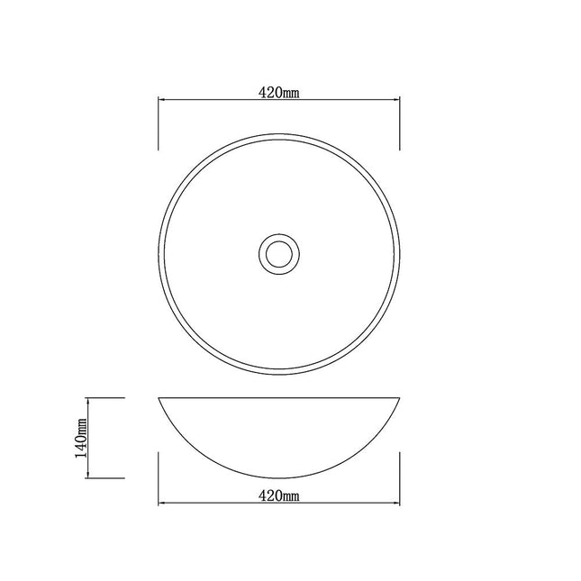 Round Above Counter Basin Gloss Black Marble Surface Stone Basin 420x420x140 ,