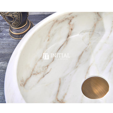 Above Counter Basin Round White Marble Surface Stone Basin 420x420x140 ,
