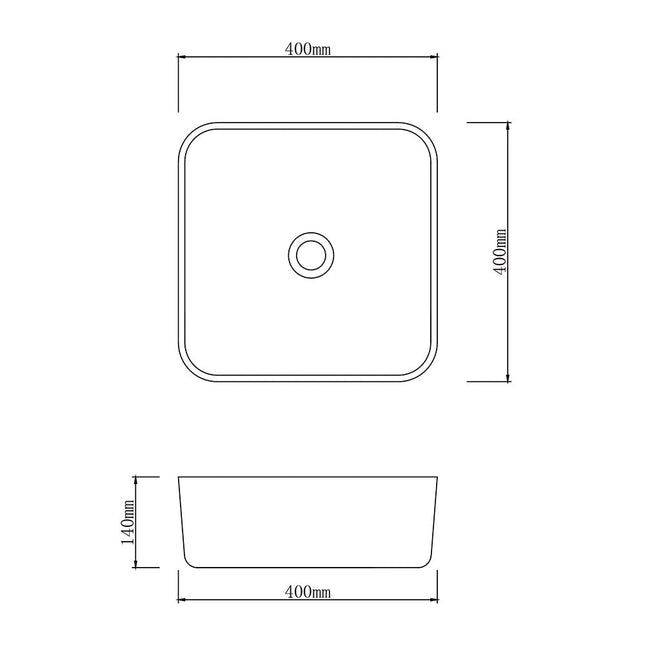 Square Above Counter Marble Surface Stone Basin 400x400x140 ,