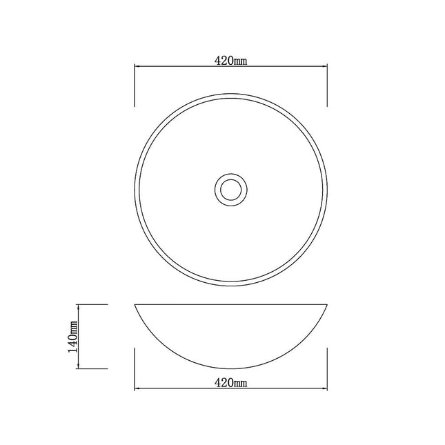 Round Stone Basin Marble Finish 420x420x140 ,