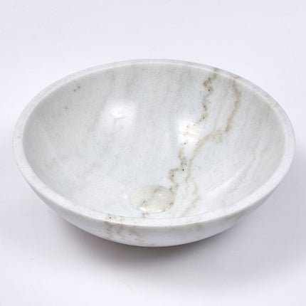 Round Above Counter Basin White Marble Surface Stone Basin 420x420x140 ,