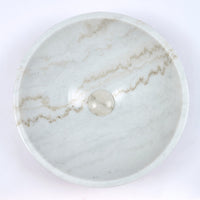 Round Above Counter Basin White Marble Surface Stone Basin 420x420x140 ,