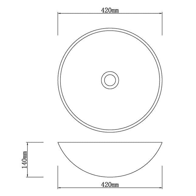 Above Counter Marble Finish Round Stone Basin 420x420x140 ,