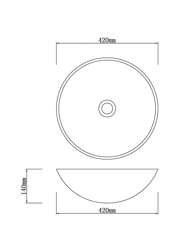 Above Counter Marble Finish Round Stone Basin 420x420x140 ,