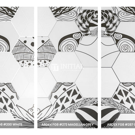 Modern look Tile Freestyle Hexagon Artistic White & Black Matt 200X230 ,