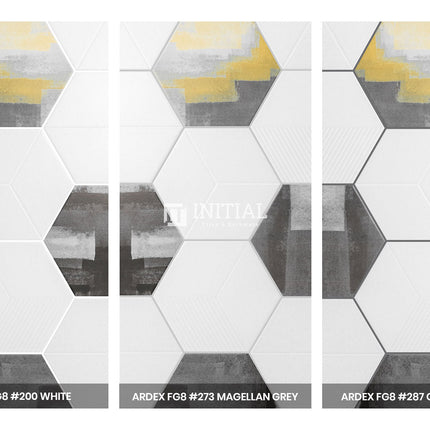 Modern look Tile Freestyle Hexagon Painted Concrete Yellow & Dark Grey Matt 200X230 ,