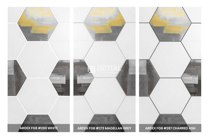 Modern look Tile Freestyle Hexagon Painted Concrete Yellow & Dark Grey Matt 200X230 ,
