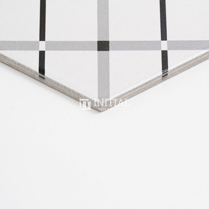 Modern look Tile Freestyle Hexagon Pattern Black & White Matt 200X230 ,