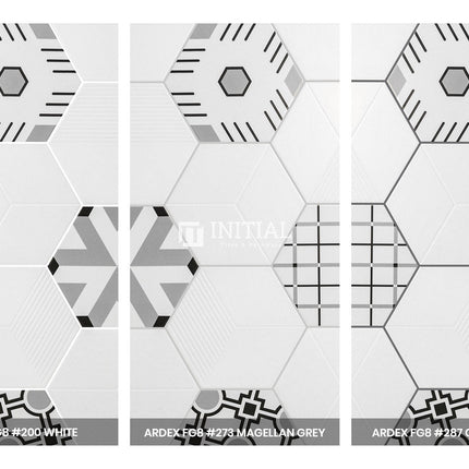 Modern look Tile Freestyle Hexagon Pattern Black & White Matt 200X230 ,