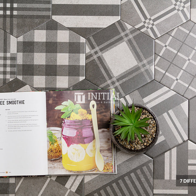 Modern look Tile Freestyle Hexagon Pattern Dark Grey Matt 200X230 ,