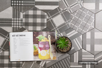 Modern look Tile Freestyle Hexagon Pattern Dark Grey Matt 200X230 ,