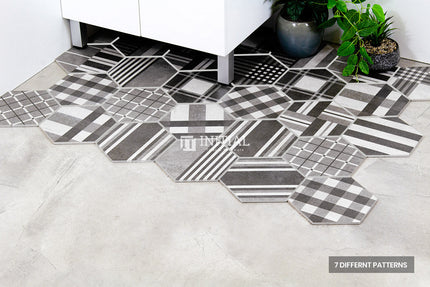 Modern look Tile Freestyle Hexagon Pattern Dark Grey Matt 200X230 ,