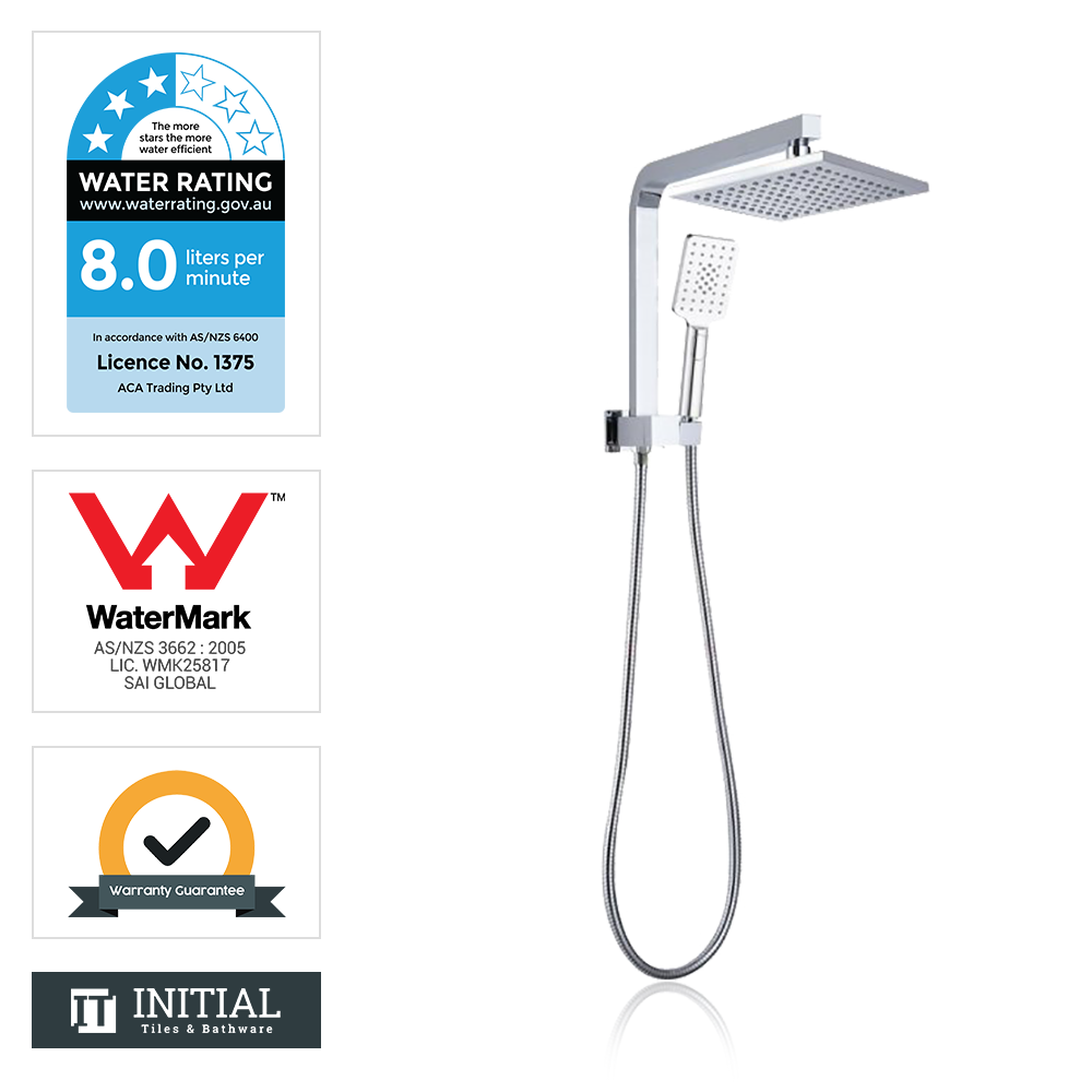 Block 8'' Square Top Inlet Shower Combination Chrome ,