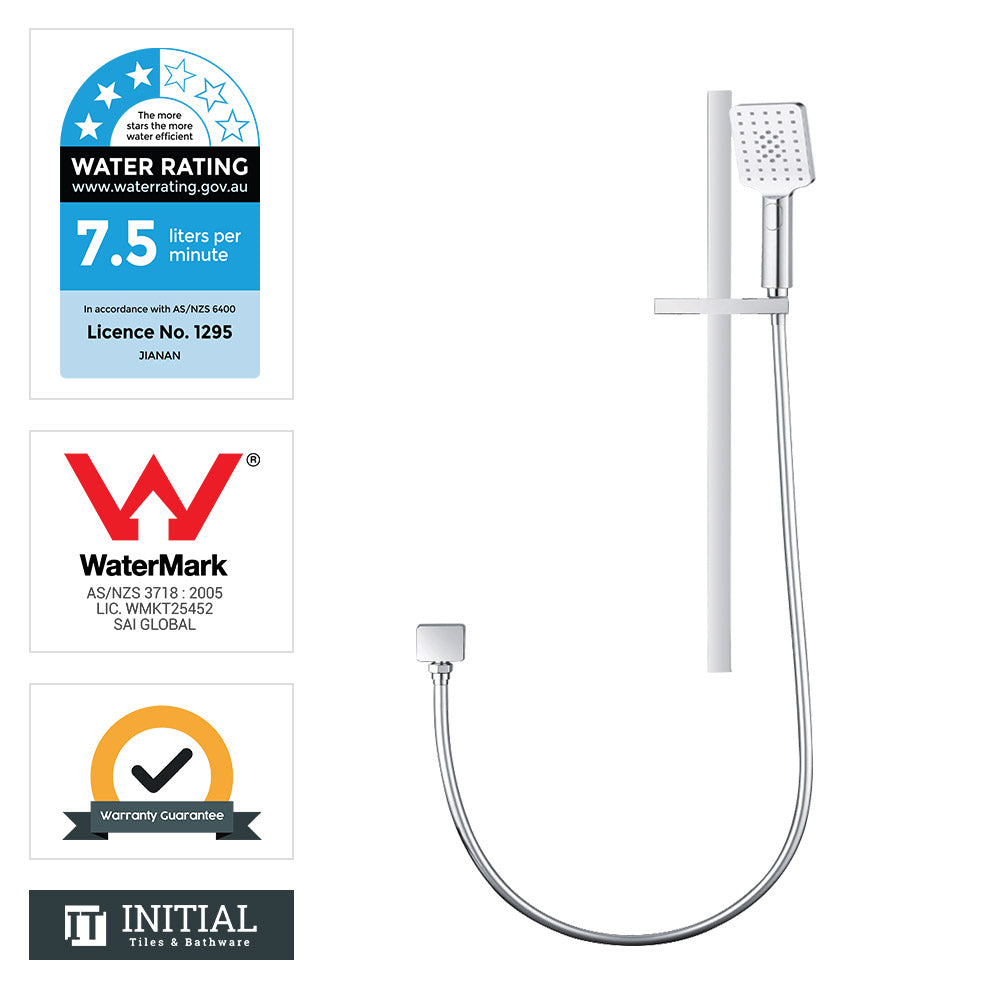 Block Series Square 3 Functions Handheld Shower with Wall Connector Set Chrome ,