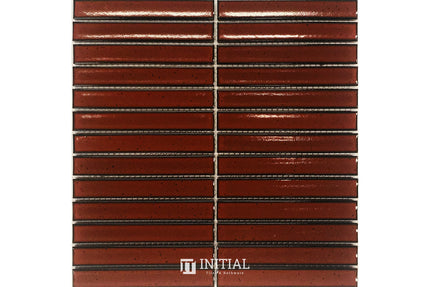 Feature Mosaic Kitkat Brookvale Speckled Concave Surface Gloss Antique Terracotta Red 296X298 ,