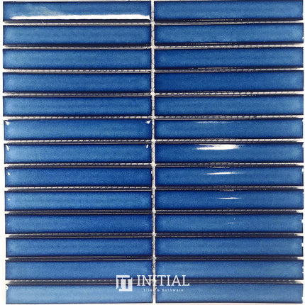 Feature Mosaic Kitkat Brookvale Speckled Concave Surface Gloss Antique Cobalt Blue 296X298 ,