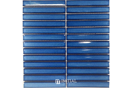 Feature Mosaic Kitkat Brookvale Speckled Concave Surface Gloss Antique Cobalt Blue 296X298 ,