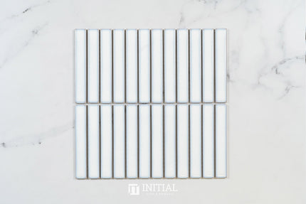 Feature Mosaic Kitkat Fairlight Straightbone Gloss Antique White 296X300 ,