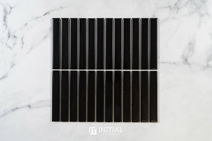 Feature Mosaic Kitkat Fairlight Straightbone Gloss Black 296X300 ,