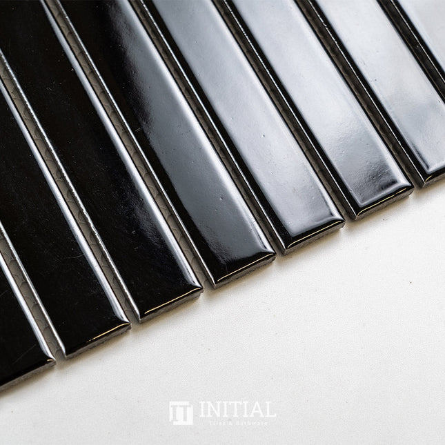 Feature Mosaic Kitkat Fairlight Straightbone Gloss Black 296X300 ,