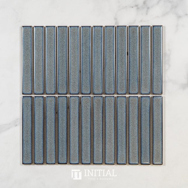 Feature Mosaic Kitkat Fairlight Straightbone Gloss Mottled Grey 296X300 ,