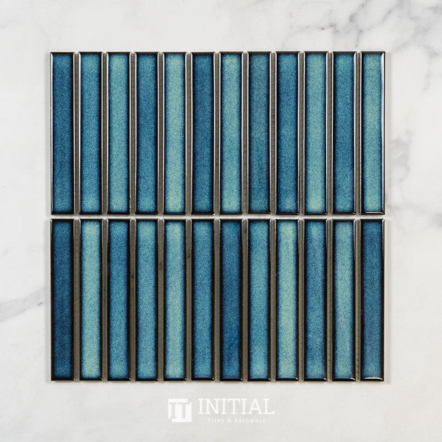 Feature Mosaic Kitkat Fairlight Straightbone Gloss Shadow Dark Green 296X300 ,