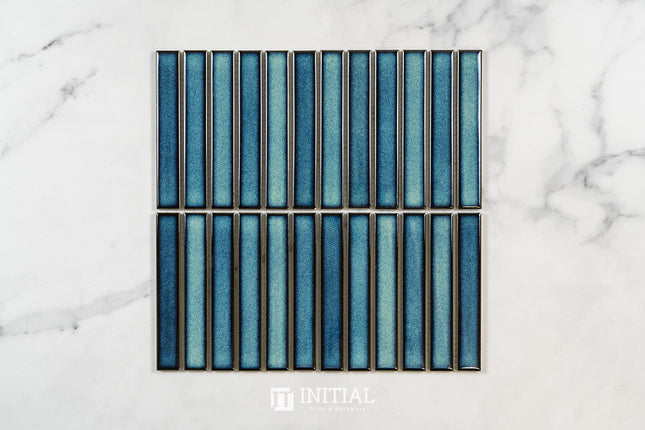 Feature Mosaic Kitkat Fairlight Straightbone Gloss Shadow Dark Green 296X300 ,