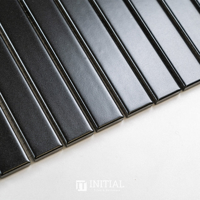 Feature Mosaic Kitkat Fairlight Straightbone Matt Black 296X300 ,