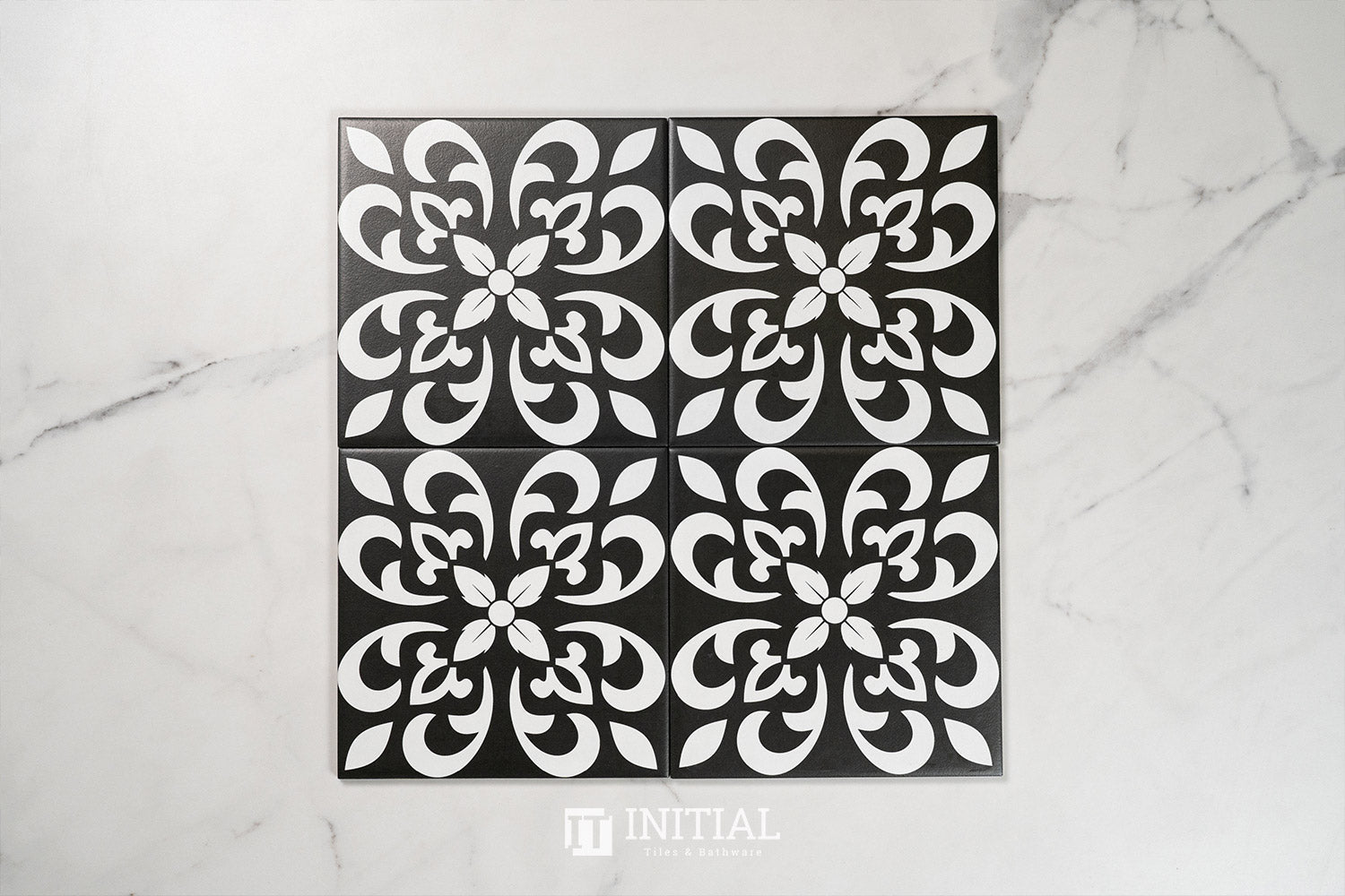 Encaustic Pattern Tile Pierre Arabic Black & White Matt 200X200 ,