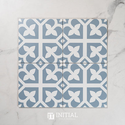 Encaustic Pattern Tile Pierre Bloom Baby Blue Matt 200X200 ,