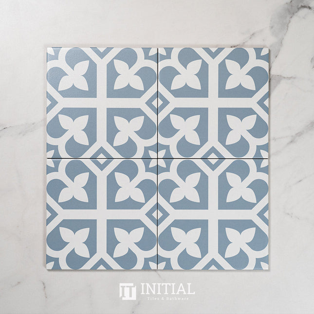 Encaustic Pattern Tile Pierre Bloom Baby Blue Matt 200X200 ,