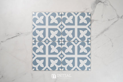 Encaustic Pattern Tile Pierre Bloom Baby Blue Matt 200X200 ,