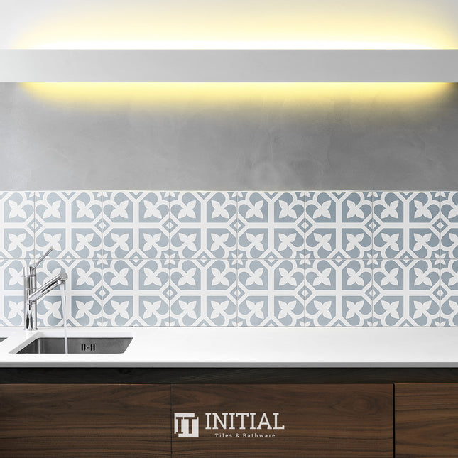 Encaustic Pattern Tile Pierre Bloom Baby Blue Matt 200X200 ,