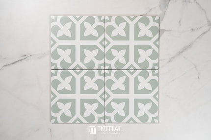 Encaustic Pattern Tile Pierre Bloom Pale Green Matt 200X200 ,