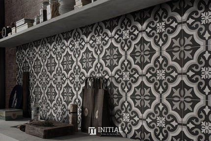 Encaustic Pattern Tile Pierre Braga Black & White Matt 200X200 ,