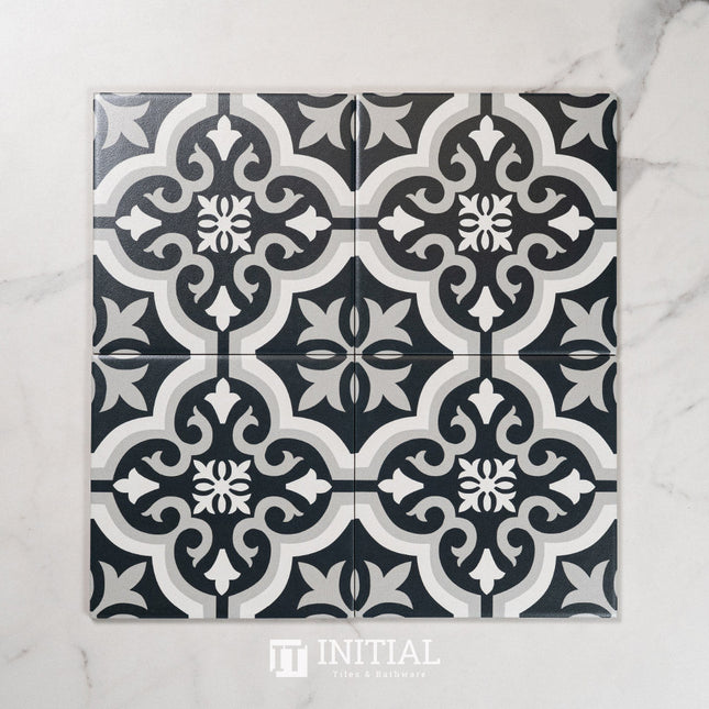 Encaustic Pattern Tile Pierre Braga Black & White Matt 200X200 ,