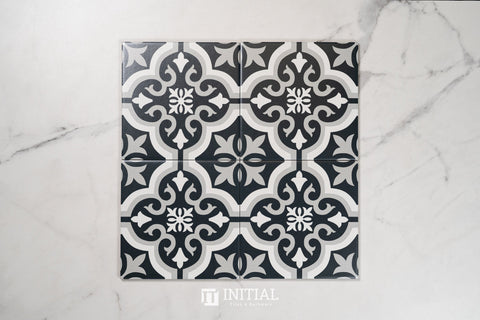 Encaustic Pattern Tile Pierre Braga Black & White Matt 200X200 ,