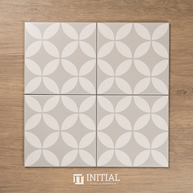 Encaustic Pattern Tile Pierre Great Dane Grey Matt 200X200 ,