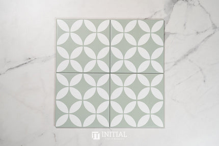 Encaustic Pattern Tile Pierre Great Dane Pale Green Matt 200X200 ,