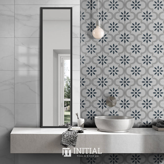 Encaustic Pattern Tile Pierre Lantern White Matt 200X200 ,