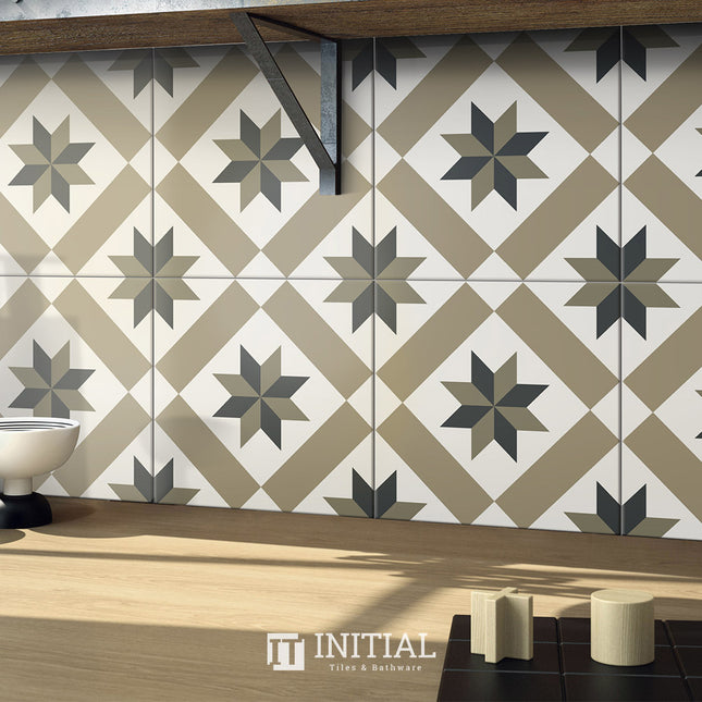Encaustic Pattern Tile Pierre Lucky Star Matt 200X200 ,