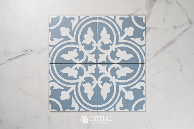 Encaustic Pattern Tile Pierre Shadow Baby Blue Matt 200X200 ,